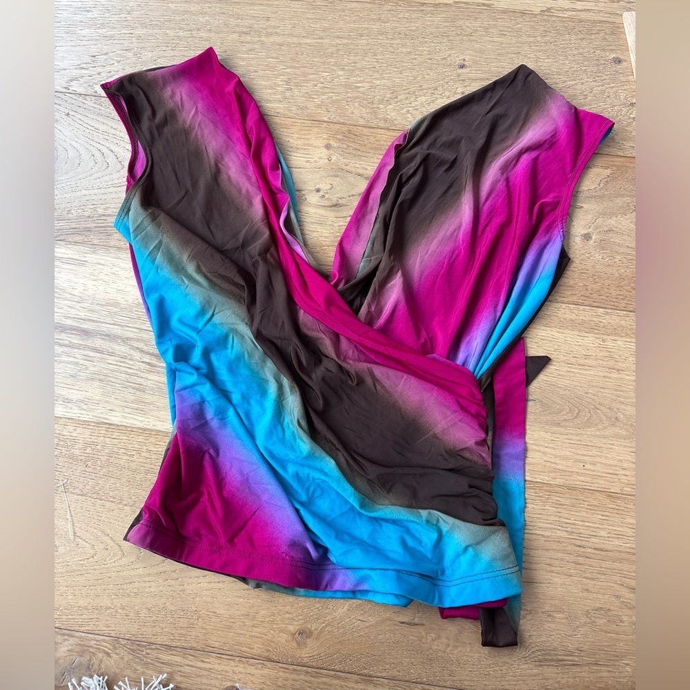 Vintage y2k RAVE deep v going out top large